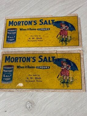 Lot of 2 Vintage Mortons Salt Umbrella Girl Advertising Blotter Newport News VA